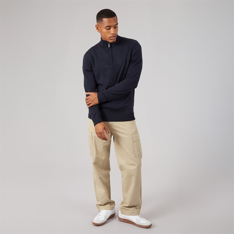 Mens Kester 1/4 Zip Funnel Neck Jumper Midnight Navy/Silver Grey Marl - Image 4