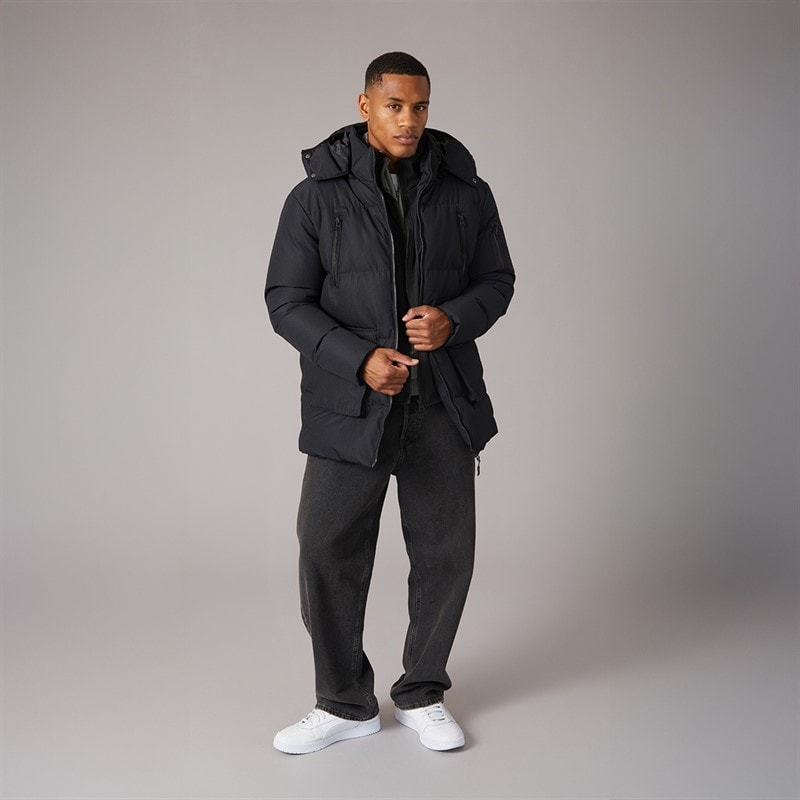 Mens Dustin Dobby Puffer Jacket Black - Image 4
