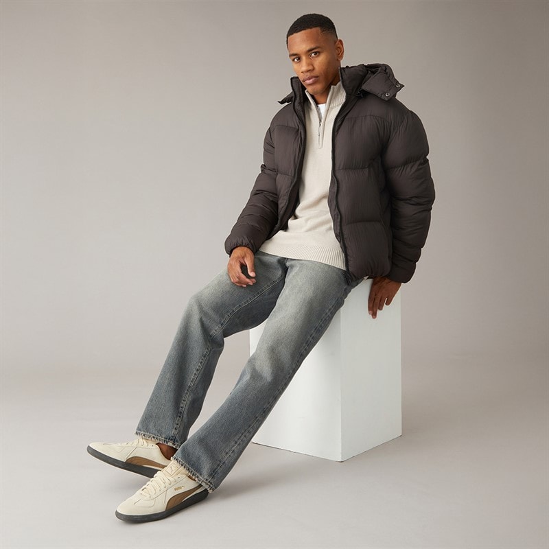 Mens Park Puffer Jacket Brown - Image 4