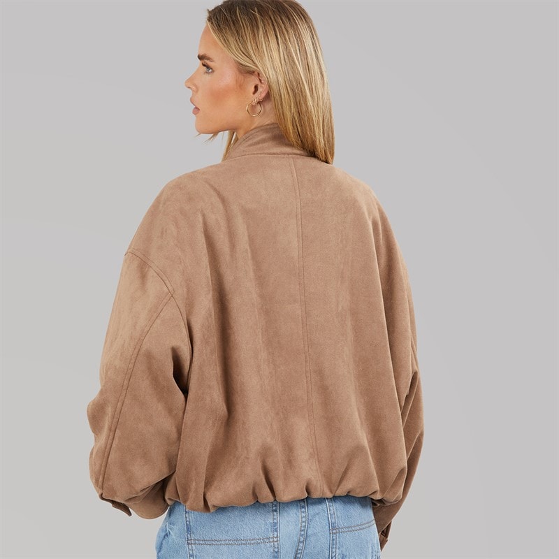 Womens Lenora Faux Suede Jacket Taupe - Image 2