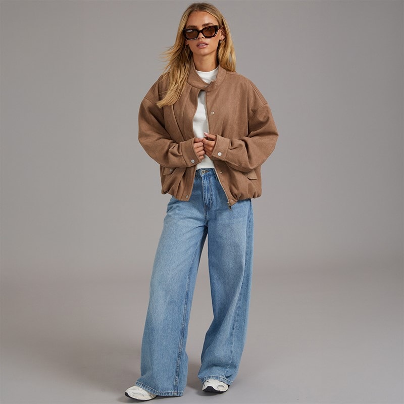 Womens Lenora Faux Suede Jacket Taupe - Image 3