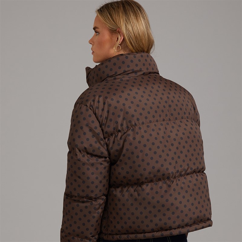 Womens Riva Spot Puffer Jacket Chocolate/Black - Image 2