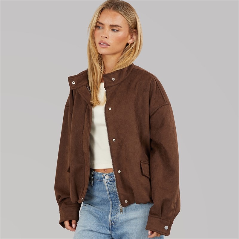 Womens Lenora Faux Suede Jacket Chocolate - Image 2