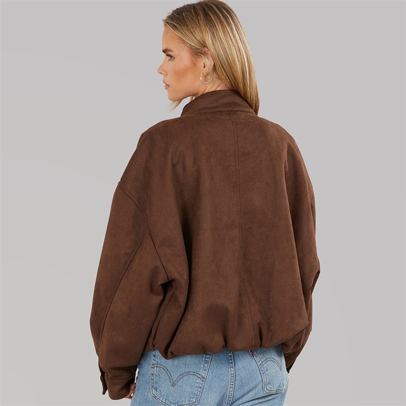 Womens Lenora Faux Suede Jacket Chocolate - Image 3