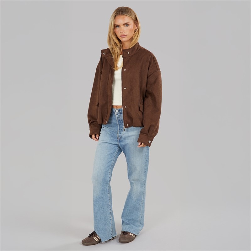 Womens Lenora Faux Suede Jacket Chocolate - Image 4
