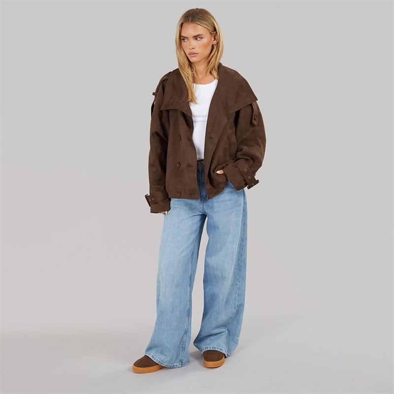 Womens Skia Faux Suede Jacket Chocolate - Image 4