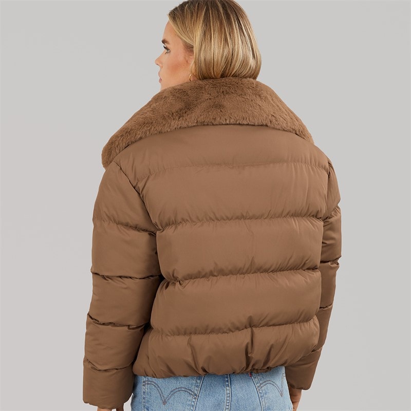 Womens Riha Short Puffer Jacket Brown - Image 2