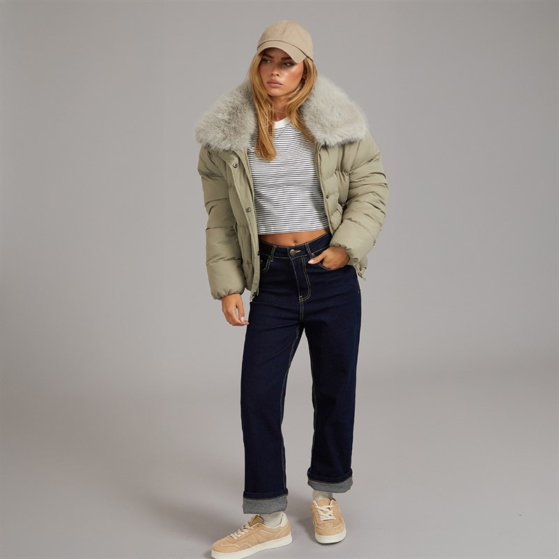 Womens Riha Short Puffer Jacket Sage Green - Image 4