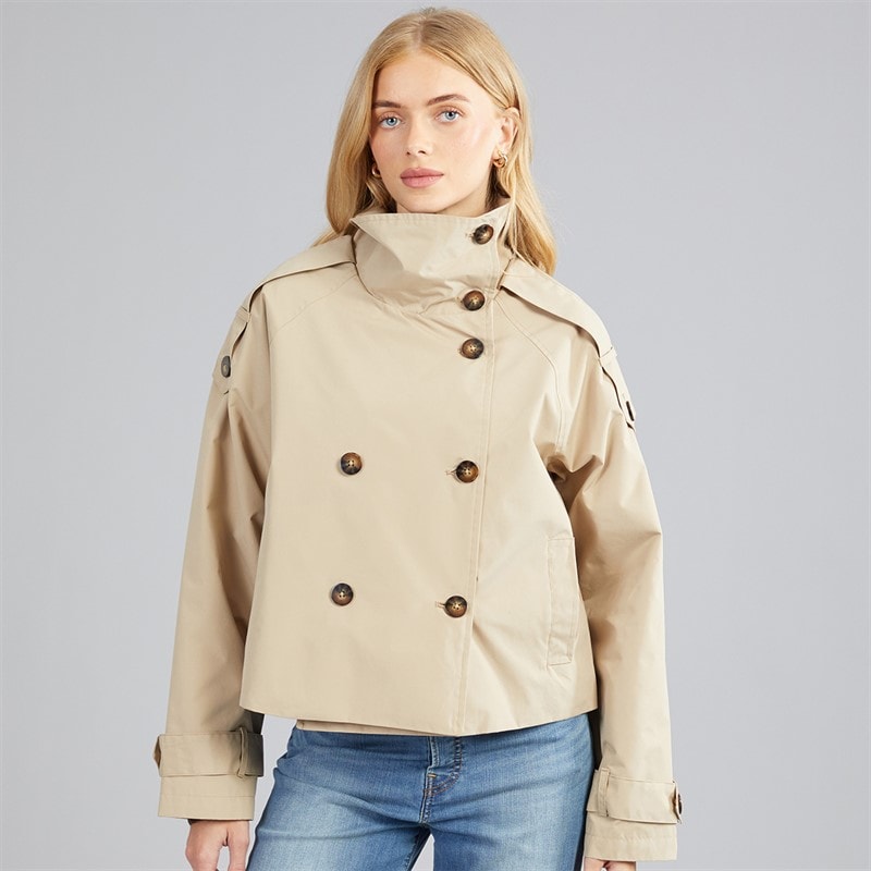 Womens Joely Short Trench Coat Camel - Image 3