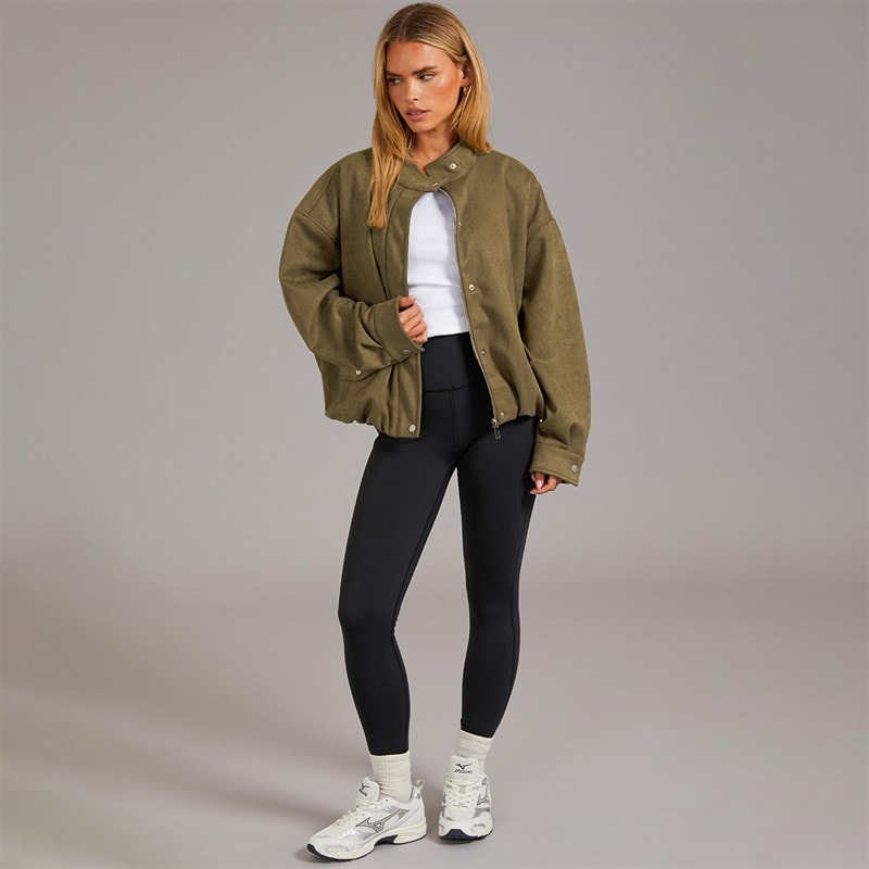Womens Lenora Faux Suede Jacket Khaki - Image 4