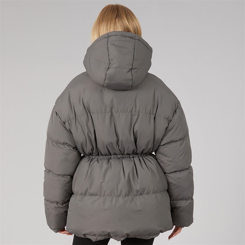 Womens Zia Short Puffer Jacket Charcoal - Image 2