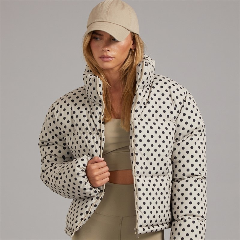 Womens Riva Spot Puffer Jacket Cream/Black - Image 1
