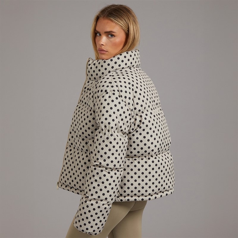 Womens Riva Spot Puffer Jacket Cream/Black - Image 2
