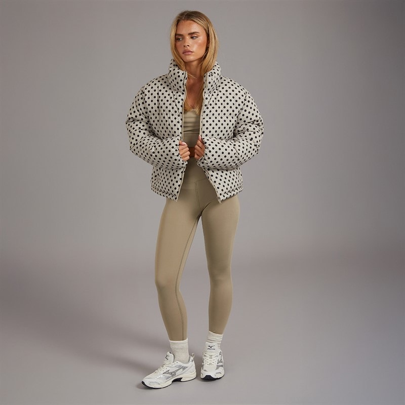 Womens Riva Spot Puffer Jacket Cream/Black - Image 4