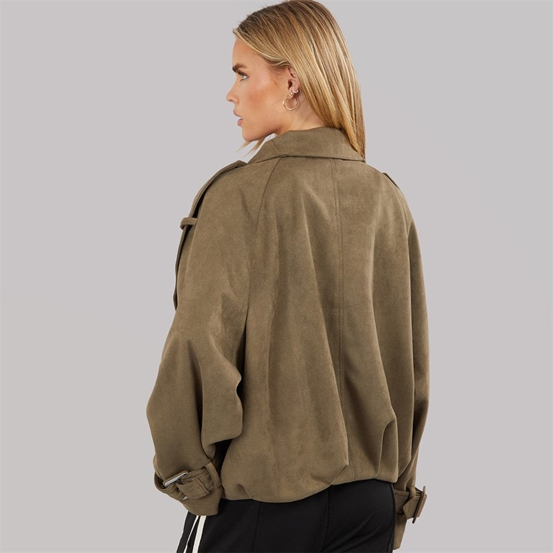 Womens Skia Faux Suede Jacket Khaki - Image 2