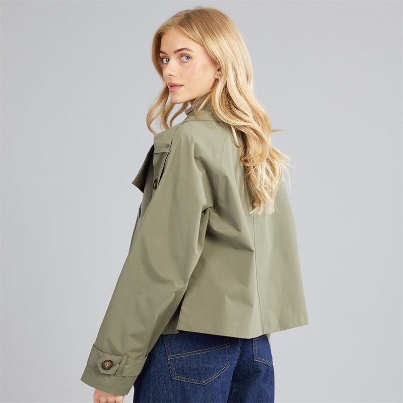 Womens Joely Short Trench Coat Khaki - Image 2