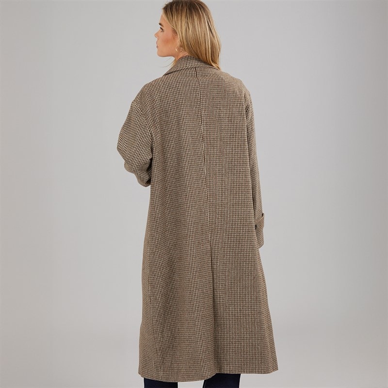 Womens Orli Faux Wool Coat Checked Brown - Image 2