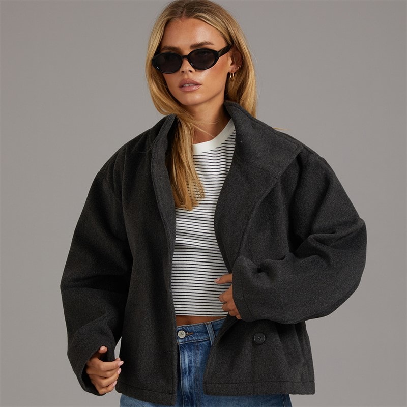 Womens Tilde Funnel Neck Jacket Grey - Image 2