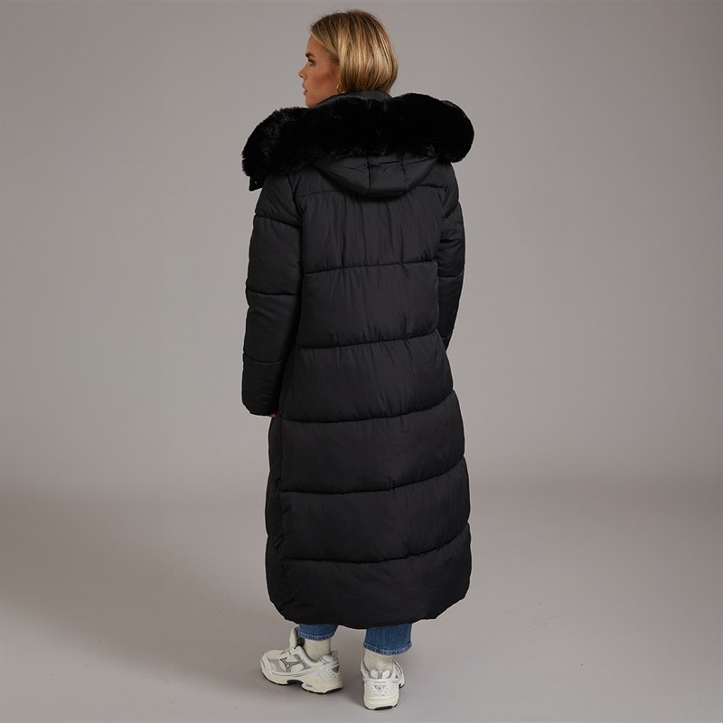 Womens Jewels Long Puffer Jacket Black - Image 2