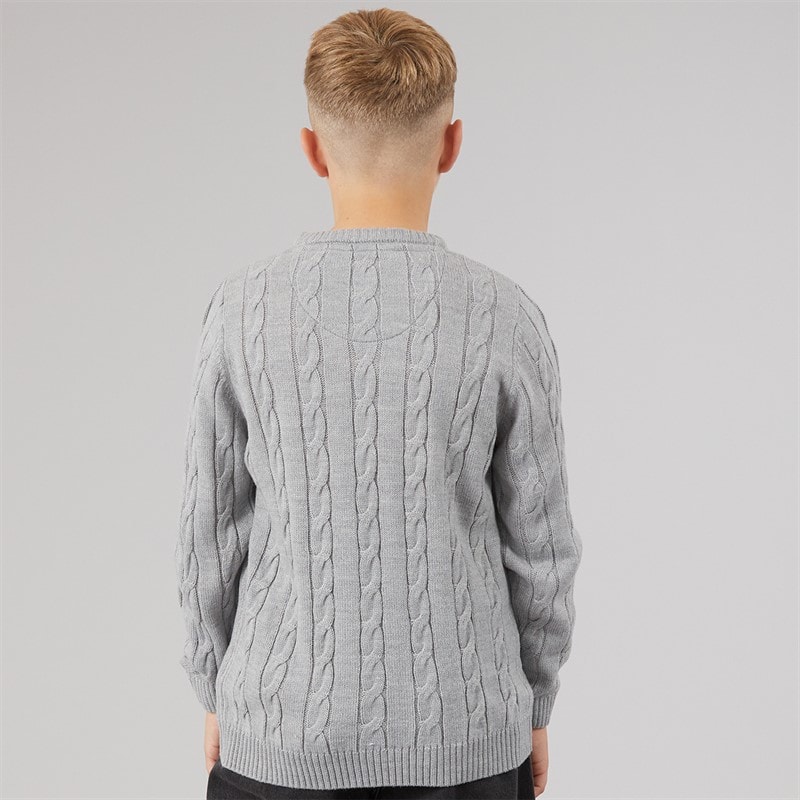 Boys Alliance Crew Neck Jumper Silver Grey Marl - Image 2