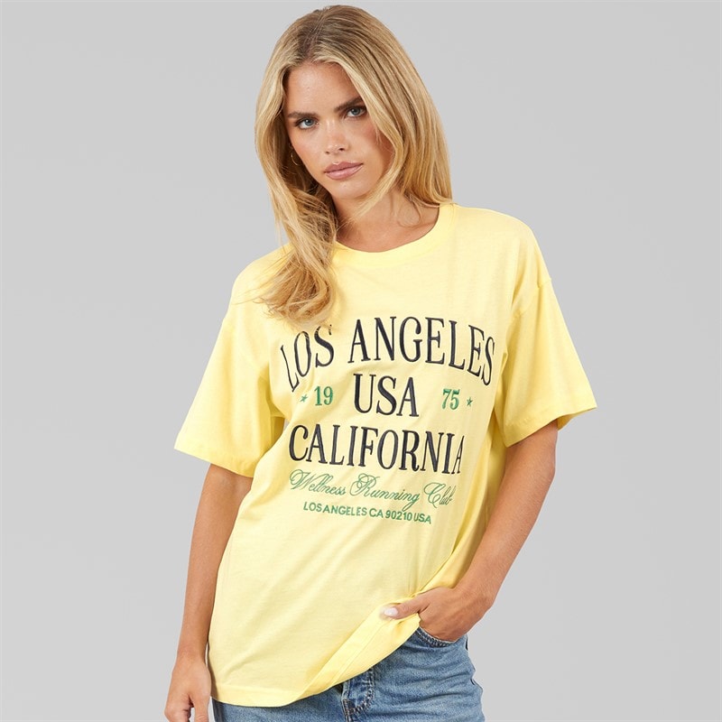 Womens Los Angeles T-Shirt Butter Yellow/Navy/Green - Image 3