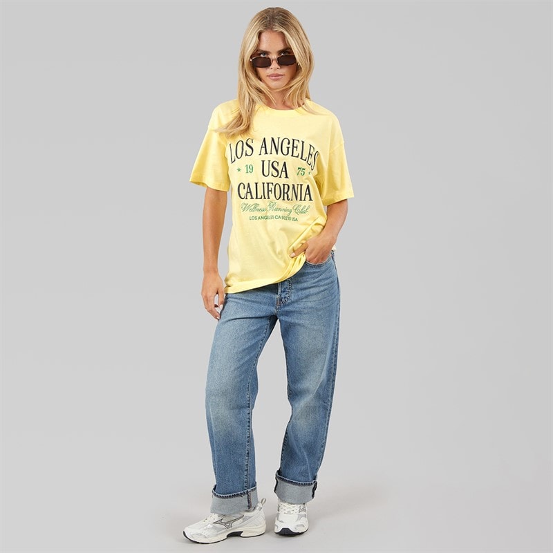 Womens Los Angeles T-Shirt Butter Yellow/Navy/Green - Image 4