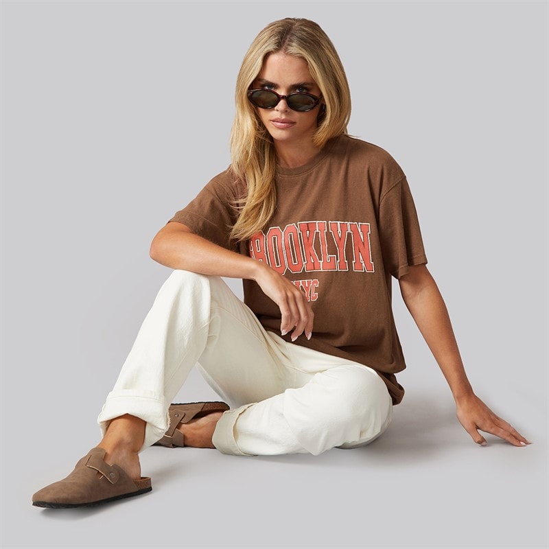 Womens Brooklyn T-Shirt Brown Acid Wash - Image 4