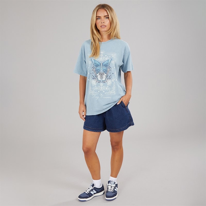 Womens Day Dreamer T-Shirt Blue Acid Wash - Image 4