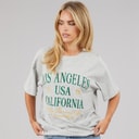 Womens Los Angeles T-Shirt Grey Marl/Green/Gold