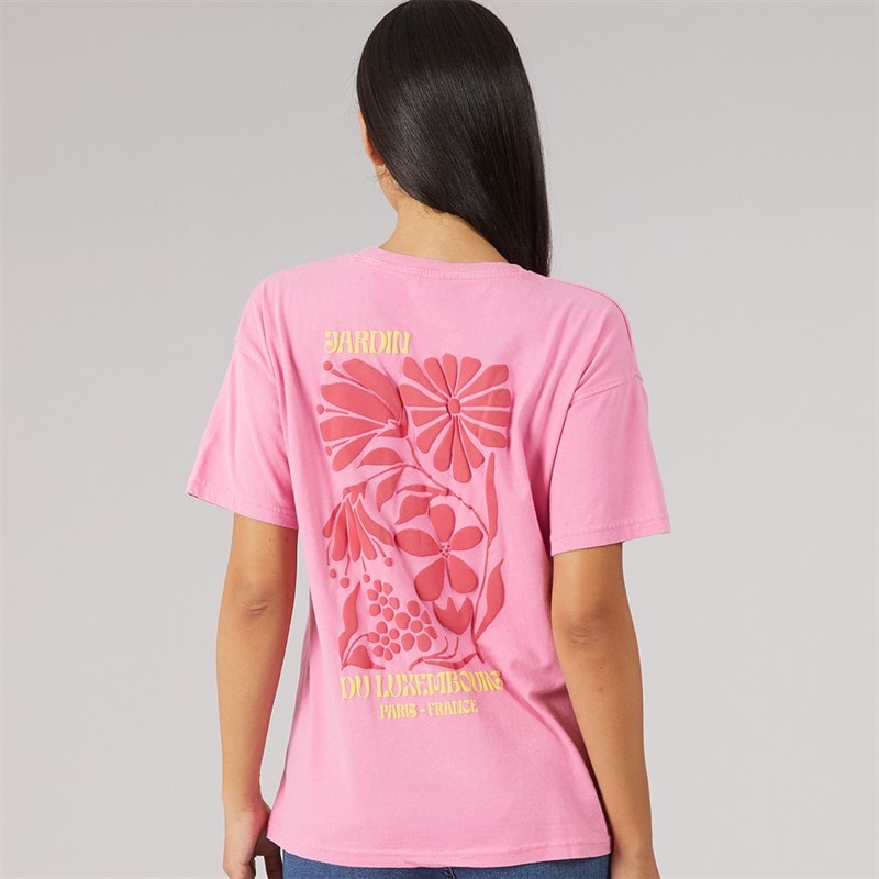 Womens Jardin T-Shirt Pink Acid Wash/Hot Pink - Image 3