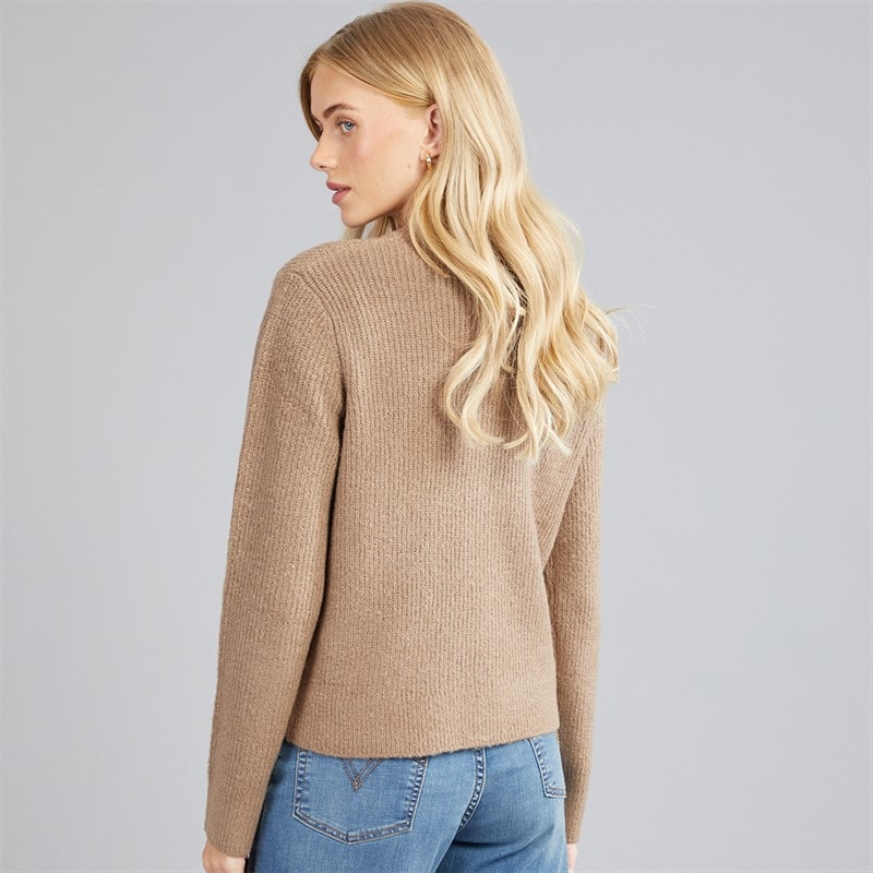 Womens Akly Sequin Bow Cardigan Mink - Image 2