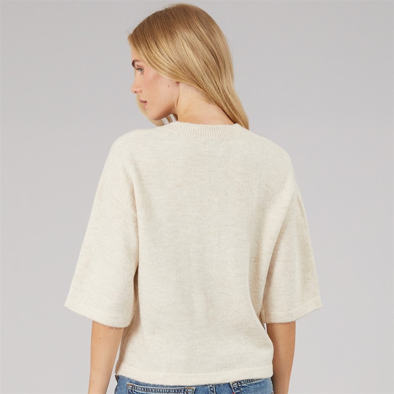 Womens Marshal Short Sleeve Cardigan Oatmeal - Image 2