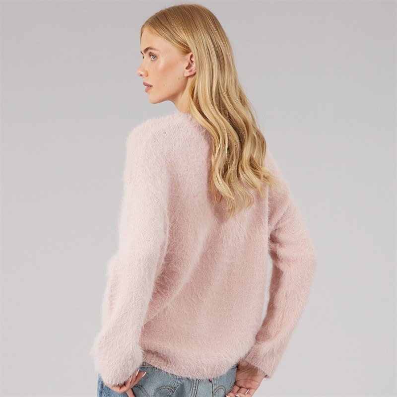 Womens Gardena Fluffy Crew Neck Jumper Pink - Image 2