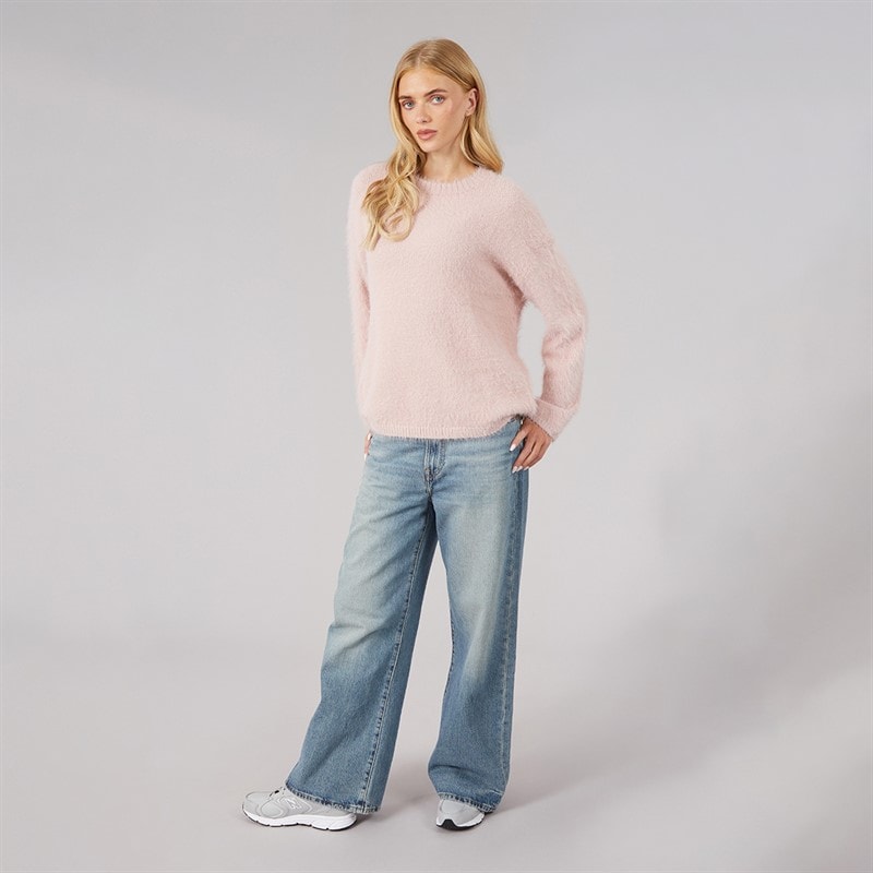 Womens Gardena Fluffy Crew Neck Jumper Pink - Image 3