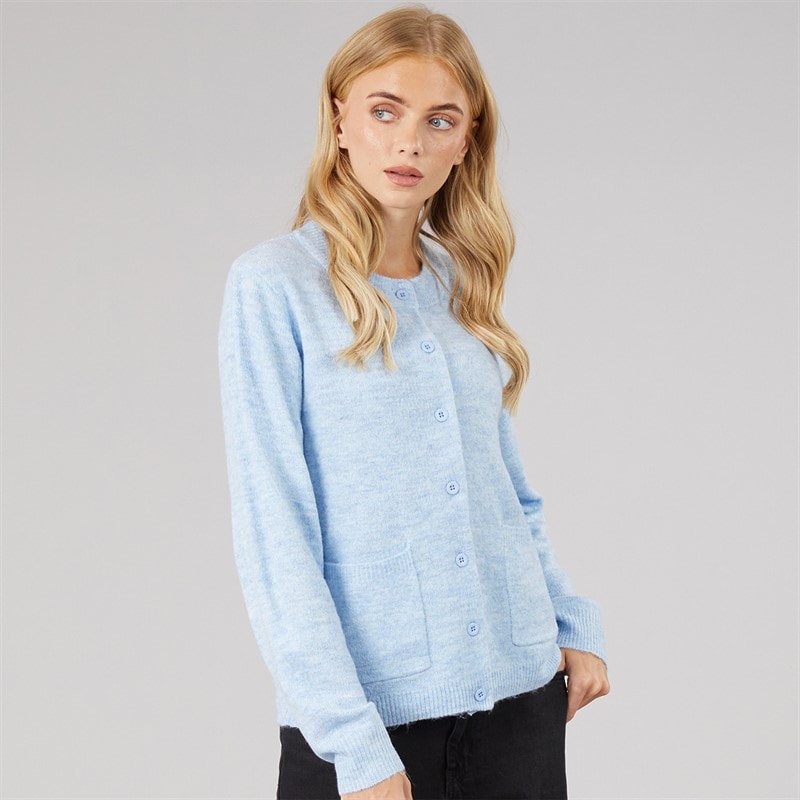 Womens Ostrich Crew Neck Cardigan Blue - Image 3