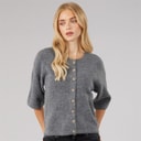 Womens Marshal Short Sleeve Cardigan Charcoal Melange