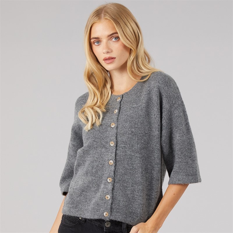 Womens Marshal Short Sleeve Cardigan Charcoal Melange - Image 3