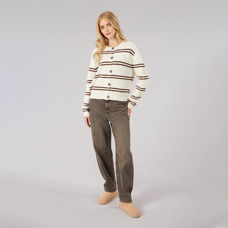 Womens Elliot Stripe Cardigan Stone/Brown Stripe - Image 5