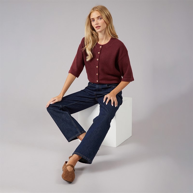 Womens Marshal Short Sleeve Cardigan Aubergine - Image 4