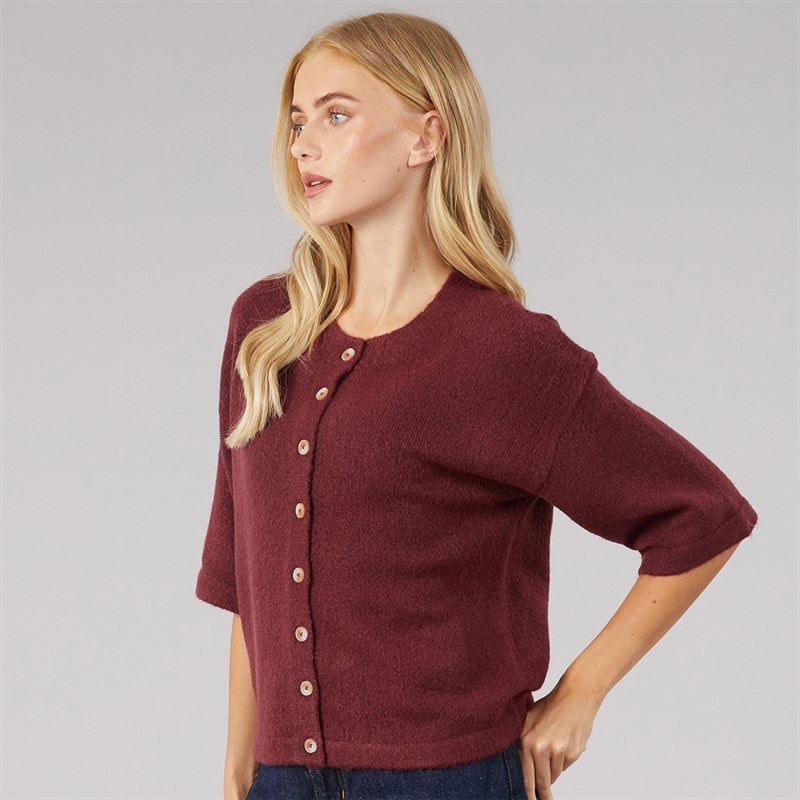 Womens Marshal Short Sleeve Cardigan Aubergine - Image 5