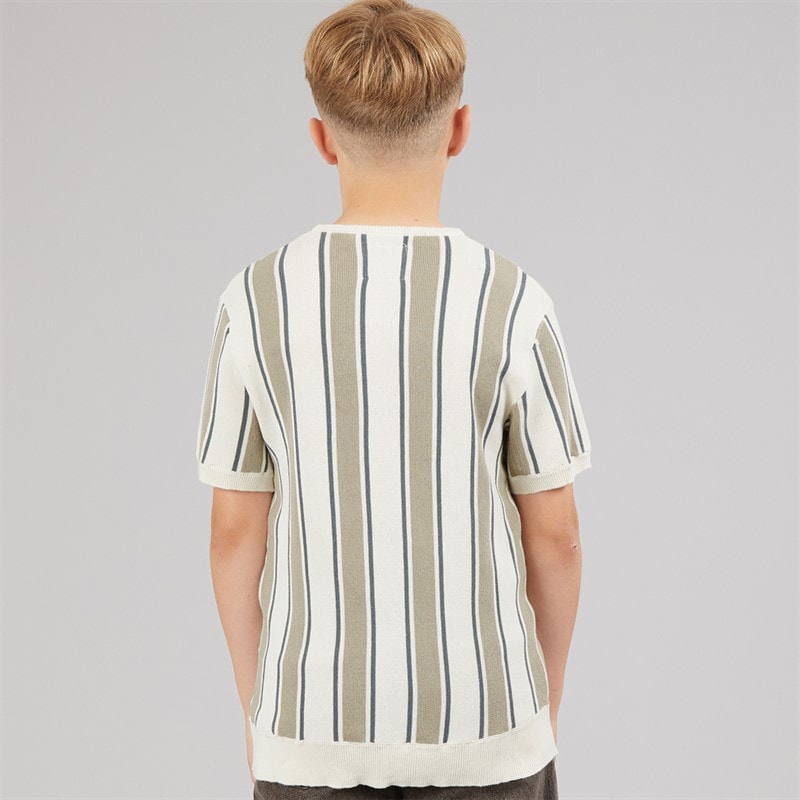Boys Gillam Knitted T-Shirt Cream/Light Green/Mid Green - Image 2