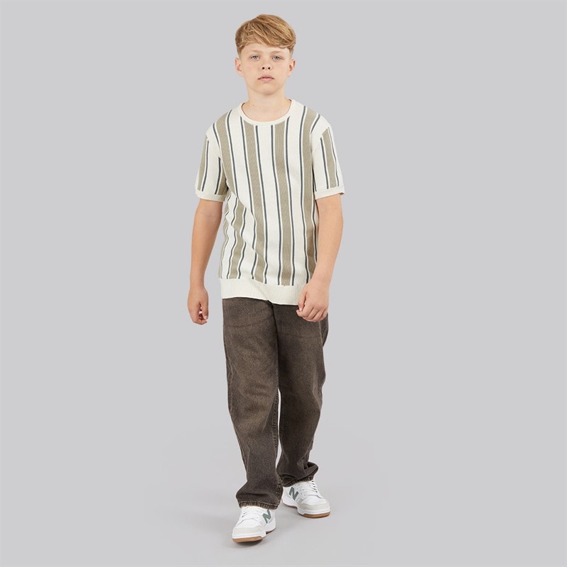 Boys Gillam Knitted T-Shirt Cream/Light Green/Mid Green - Image 3
