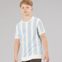 Boys Gillam Knitted T-Shirt Cream/Pale Blue/Light Grey