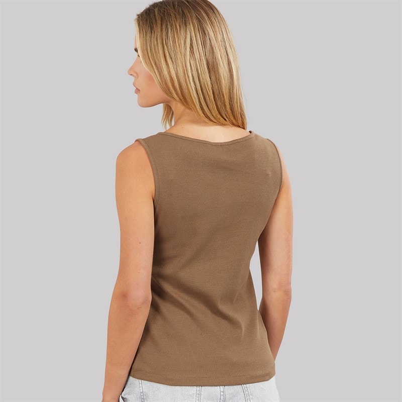 Womens Quantum Button Down Vest Mocha - Image 2