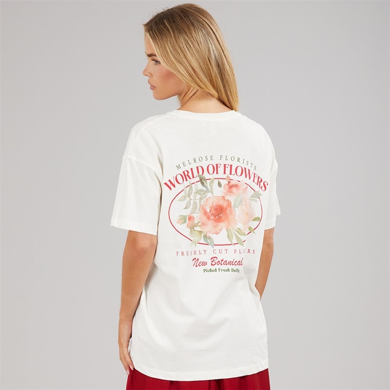 Womens Bloom Print T-Shirt Cream - Image 3