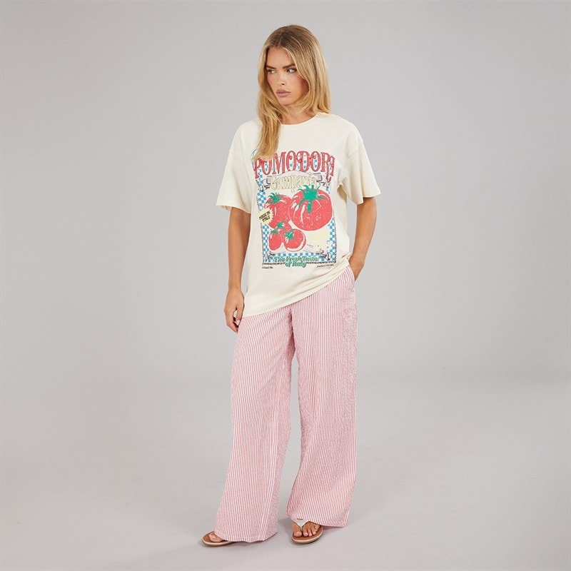 Womens Oversized Graphic T-Shirt Cream - Image 3