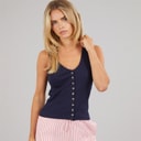 Womens Button Down Vest Dark Navy