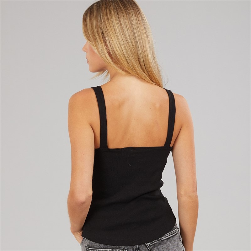 Womens Button Down Vest Black - Image 2