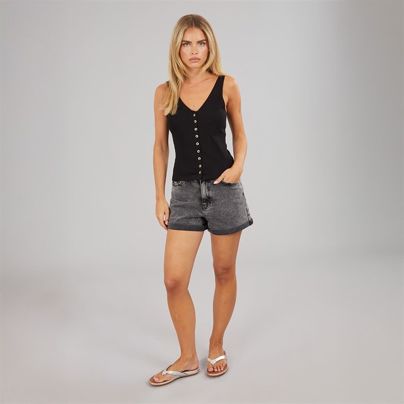 Womens Button Down Vest Black - Image 3