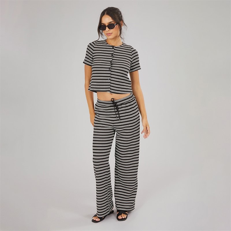 Womens Alice Stripe Trousers Black/Cream - Image 4
